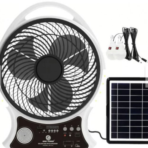 ABANICO RECARGABLE 14″ SOLAR CON ALTAVOZ