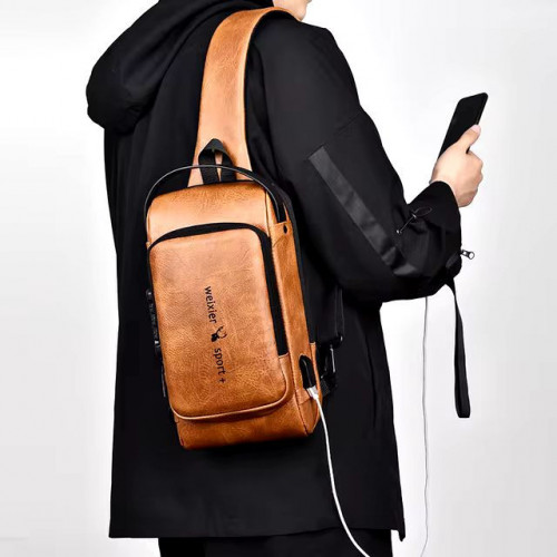 BOLSO IMPERMEABLE PARA HOMBRES MOLCHILA PARA HOMBROS COLOR MARRON ANTI ROBO