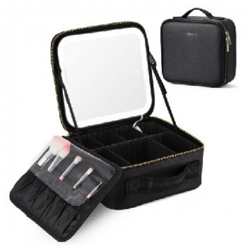 ESTUCHE DE COSMÉTICOS CON ESPEJO LED RECARGABLE