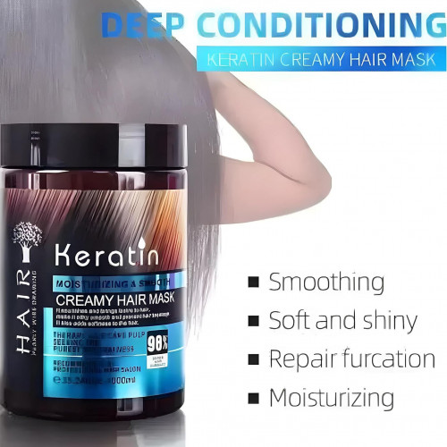 MASCARILLA CAPILAR PROFESIONAL CON QUERATINA EN CREMA, CON AROMA FLORAL, 800 G