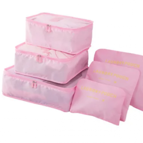 SET BOLSAS DE VIAJE ROSADA